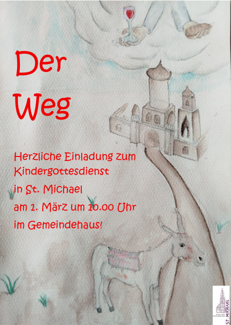 Flyer "Der Weg" zum Kindergottesdienst am 1. März 2026